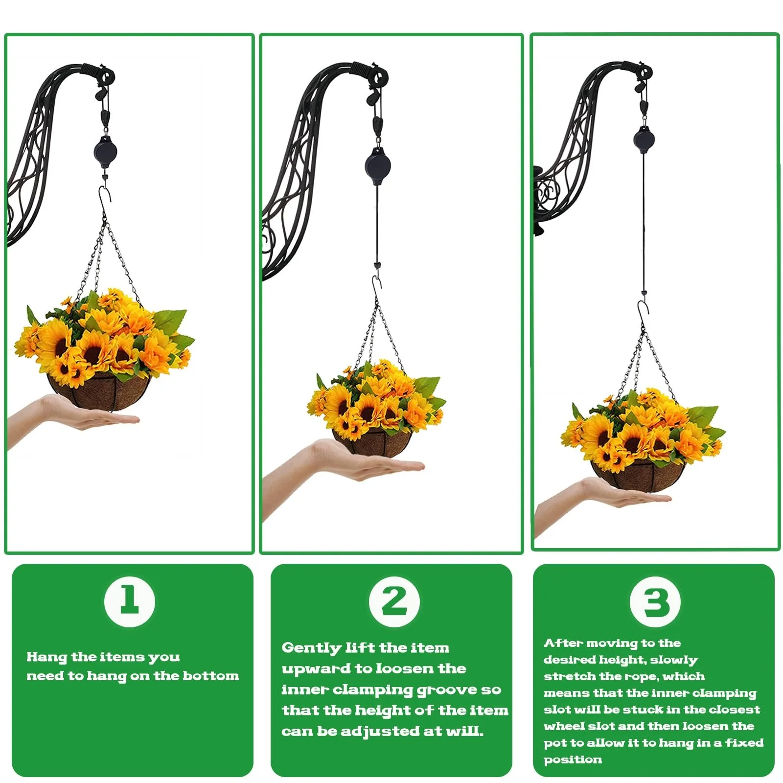 Гачки-підвіси для квітів Набір 3 шт. регульовані Чорний, фото №5 Гачки-підвіси для квітів Набір 3 шт. регульовані Чорний, фото №5