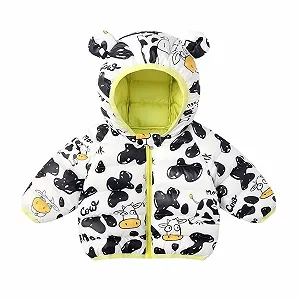 Куртка-дождевик детская MNSWR с подкладкой для мальчиков, малышей, зимняя теплая верхняя одежда, мультяшные животные, медвежьи ушки, капюшон, утепленная - Фото 1