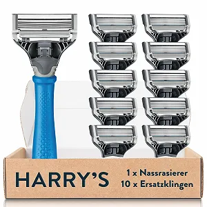 Набор для бритья Harry's Truman с 10 сменными кассетами синий - Фото 1