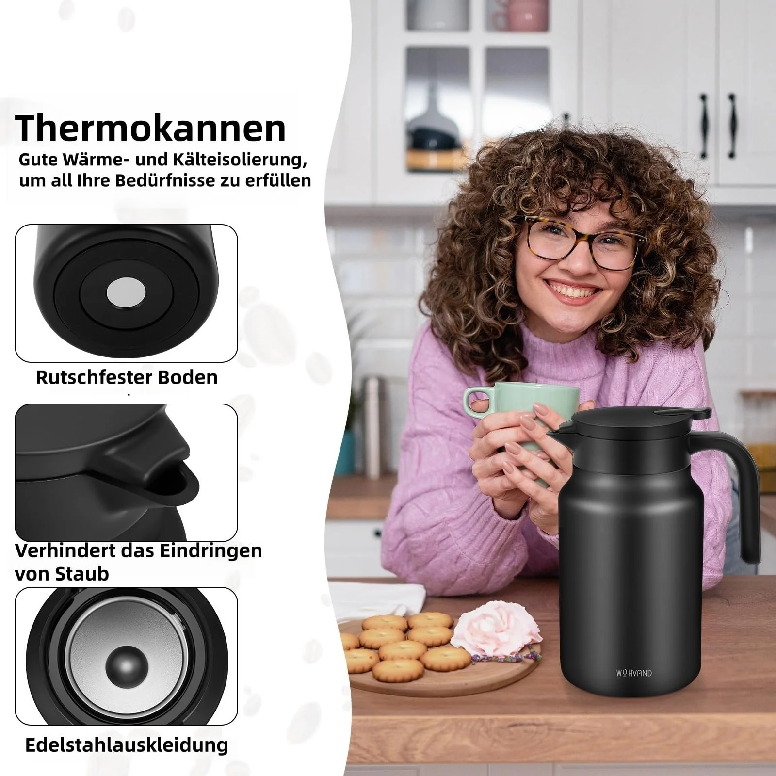 Термос для кофе, нержавеющая сталь, 1.5 л, черный, фото №4