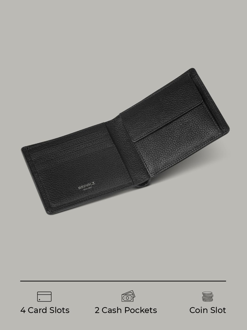 Кошелек REDOLZ Leather Essentials Classic, черный, фото №2