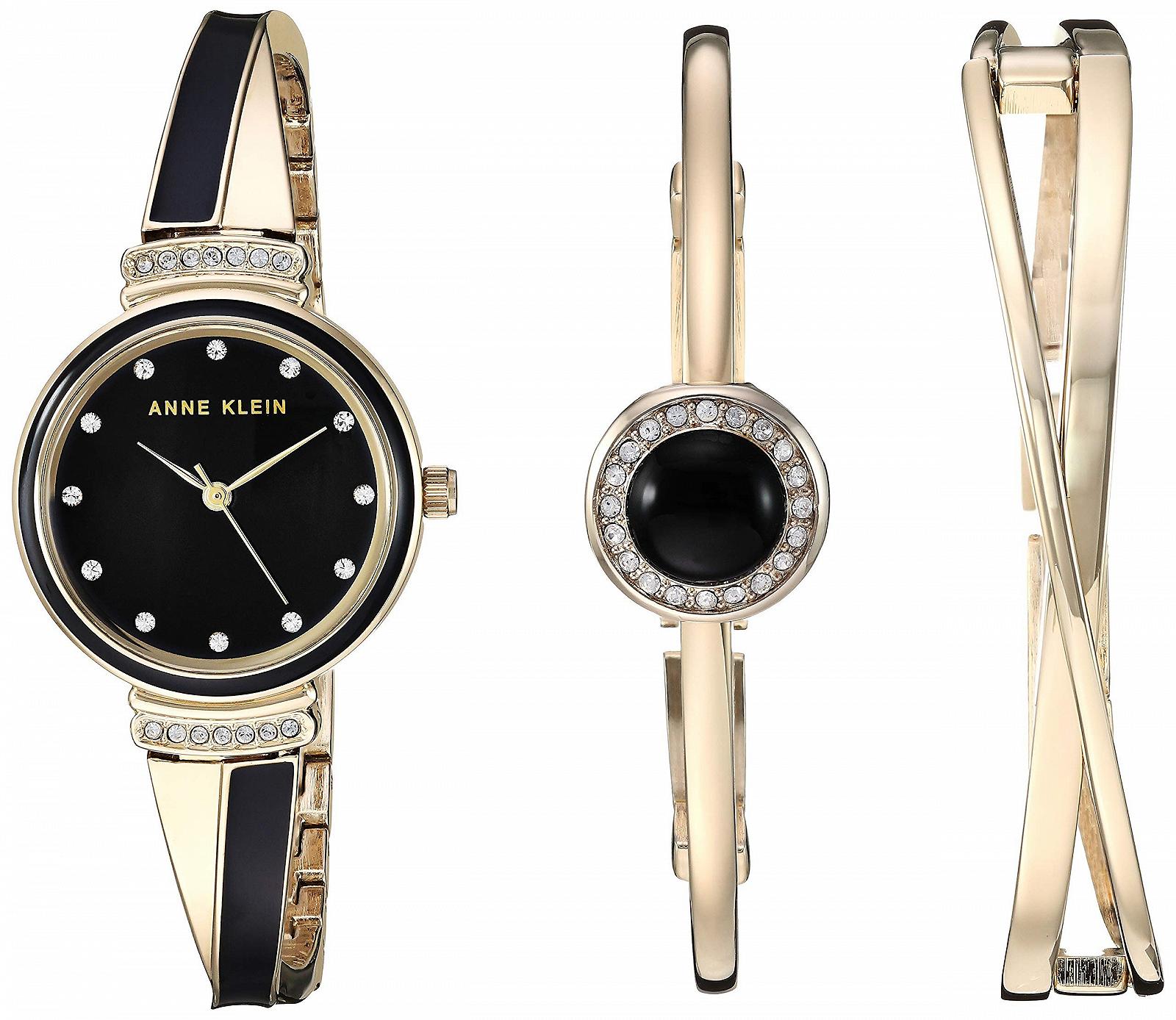 Жіночий годинник Anne Klein з кристалами та набір браслетів, фото №1