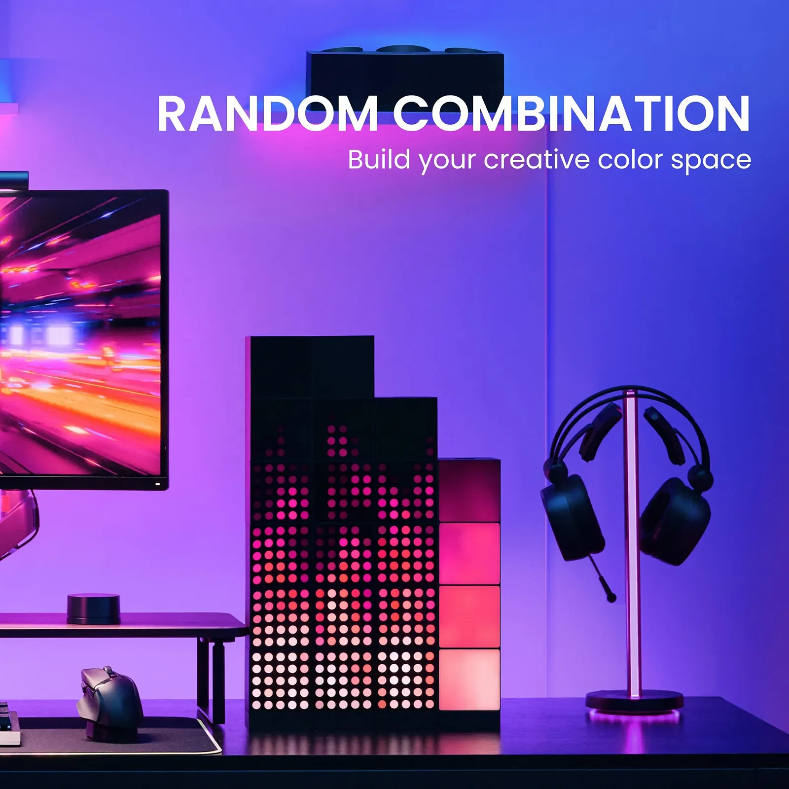 Умная настольная лампа Yeelight Cube Wi-Fi/Bluetooth Black, фото №6