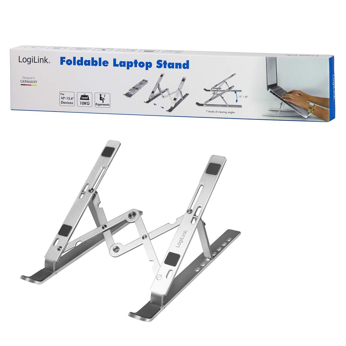 Подставка для ноутбука LogiLink AA0134 складная для ноутбуков и планшетов 10-16" серебряная, фото №10 Подставка для ноутбука LogiLink AA0134 складная для ноутбуков и планшетов 10-16" серебряная, фото №10