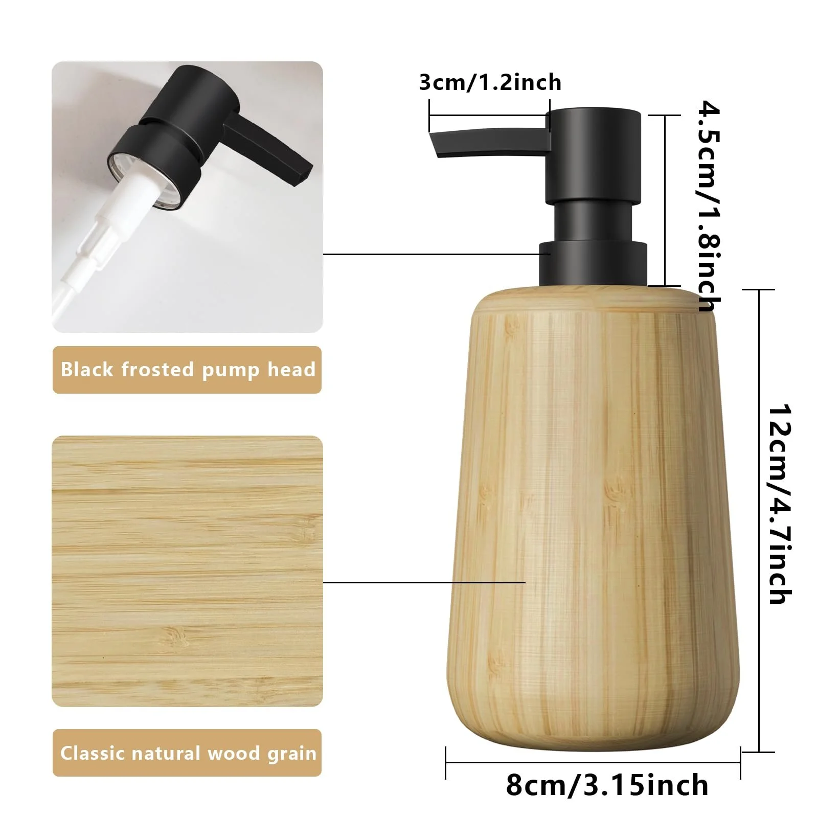 Набор аксессуаров для ванной комнаты Asashizen Retro Bamboo, 4 предмета мыльница, дозатор мыла, поднос, стакан для полоскания рта, фото №3