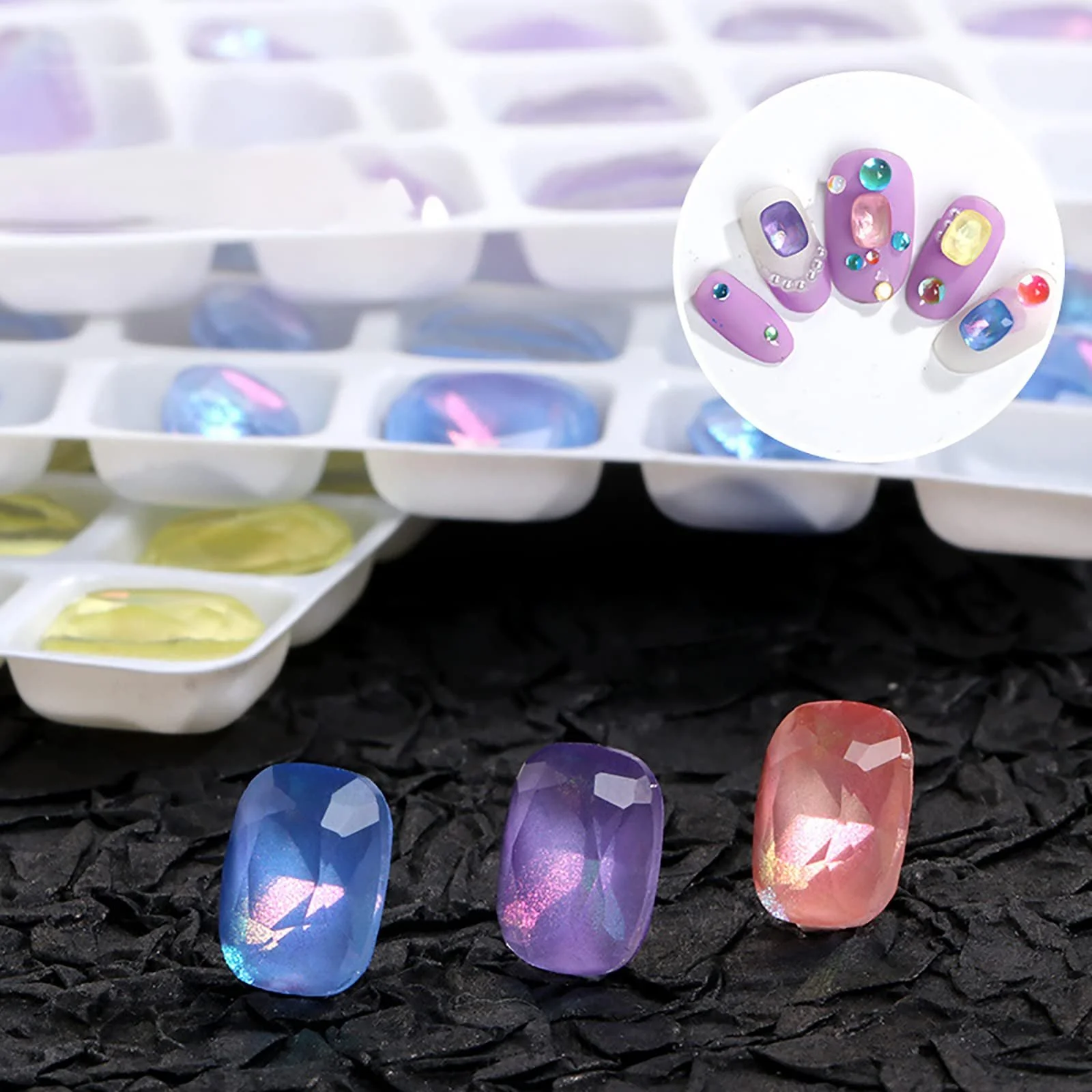 Стрази Прямокутні 6 x 8 мм Aurora Mokka Filletglas, 84 шт, випадковий колір, фото №4