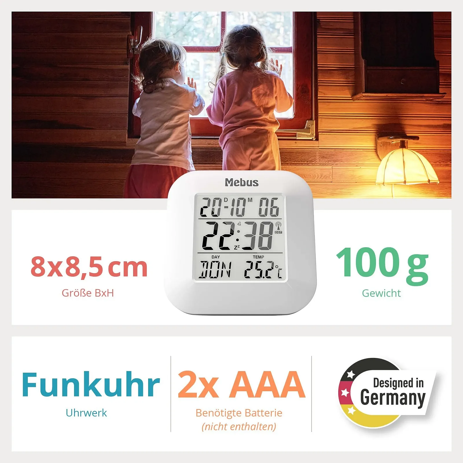 Будильник радіокерований Mebus 51511 білий, фото №5