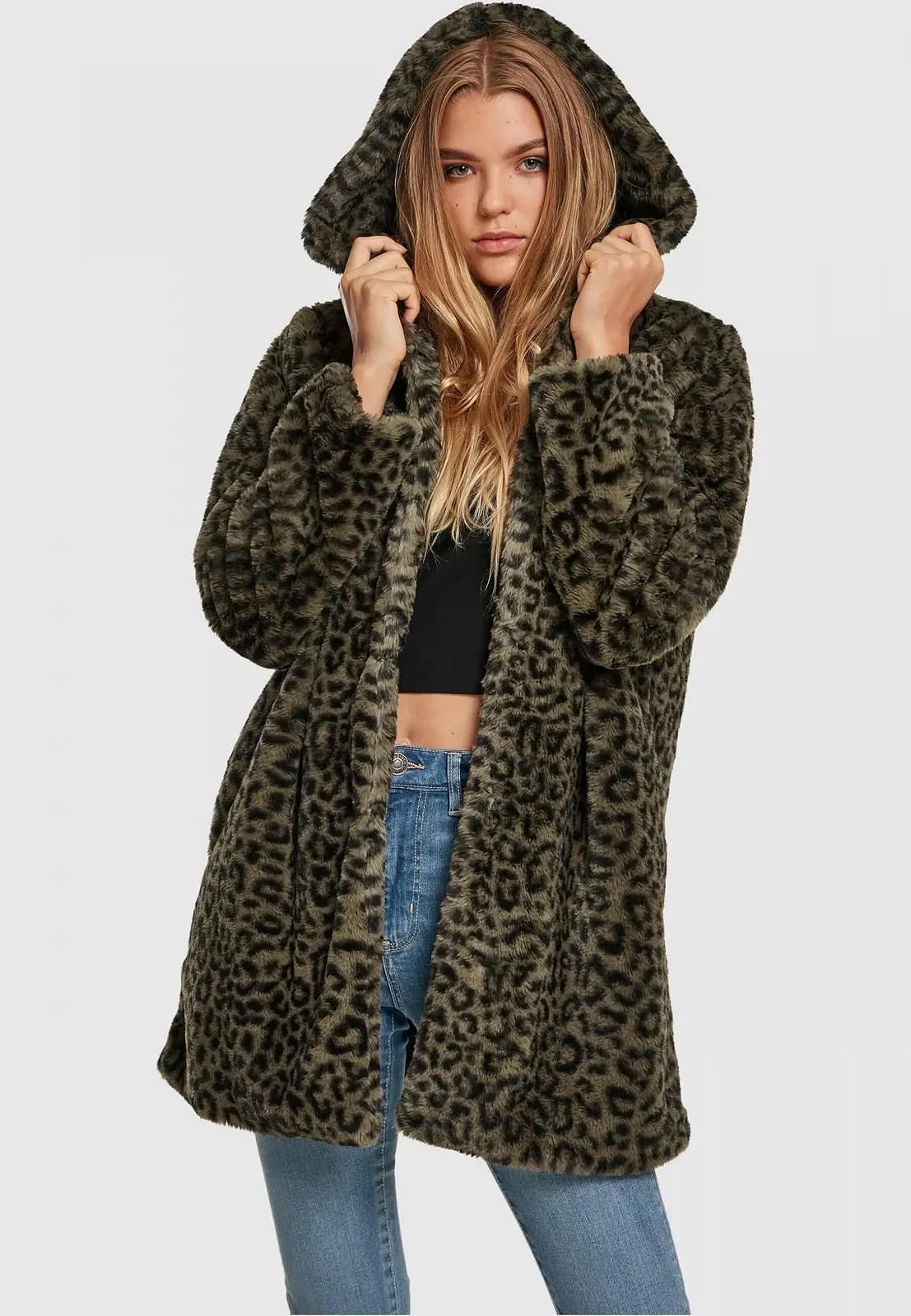 Пальто Urban Classics Leo Teddy с анималистическим принтом, фото №6
