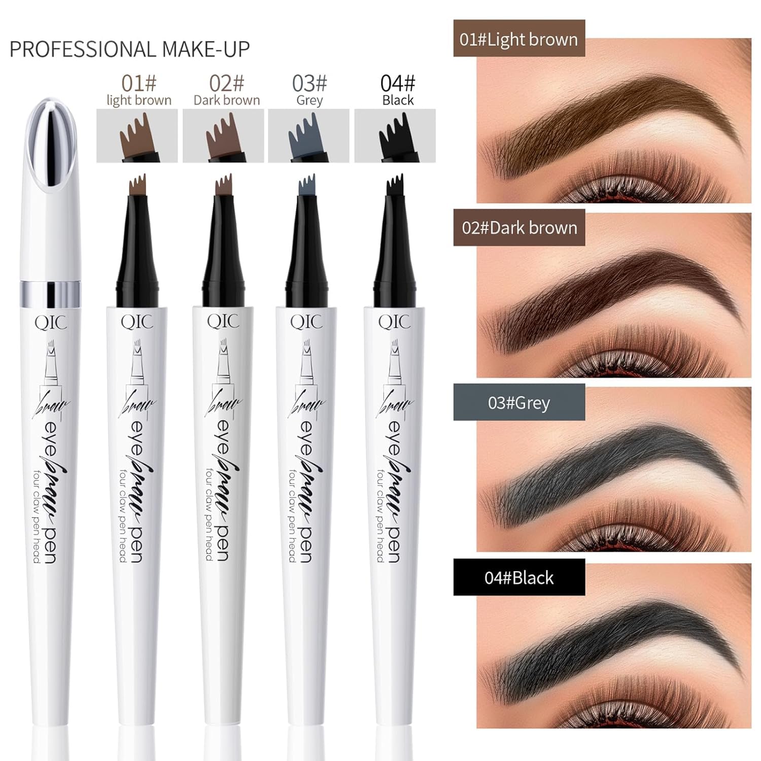Олівець для брів Waterproof з 4 наконечниками 3D Microblading Набір з 4 штук, фото №2