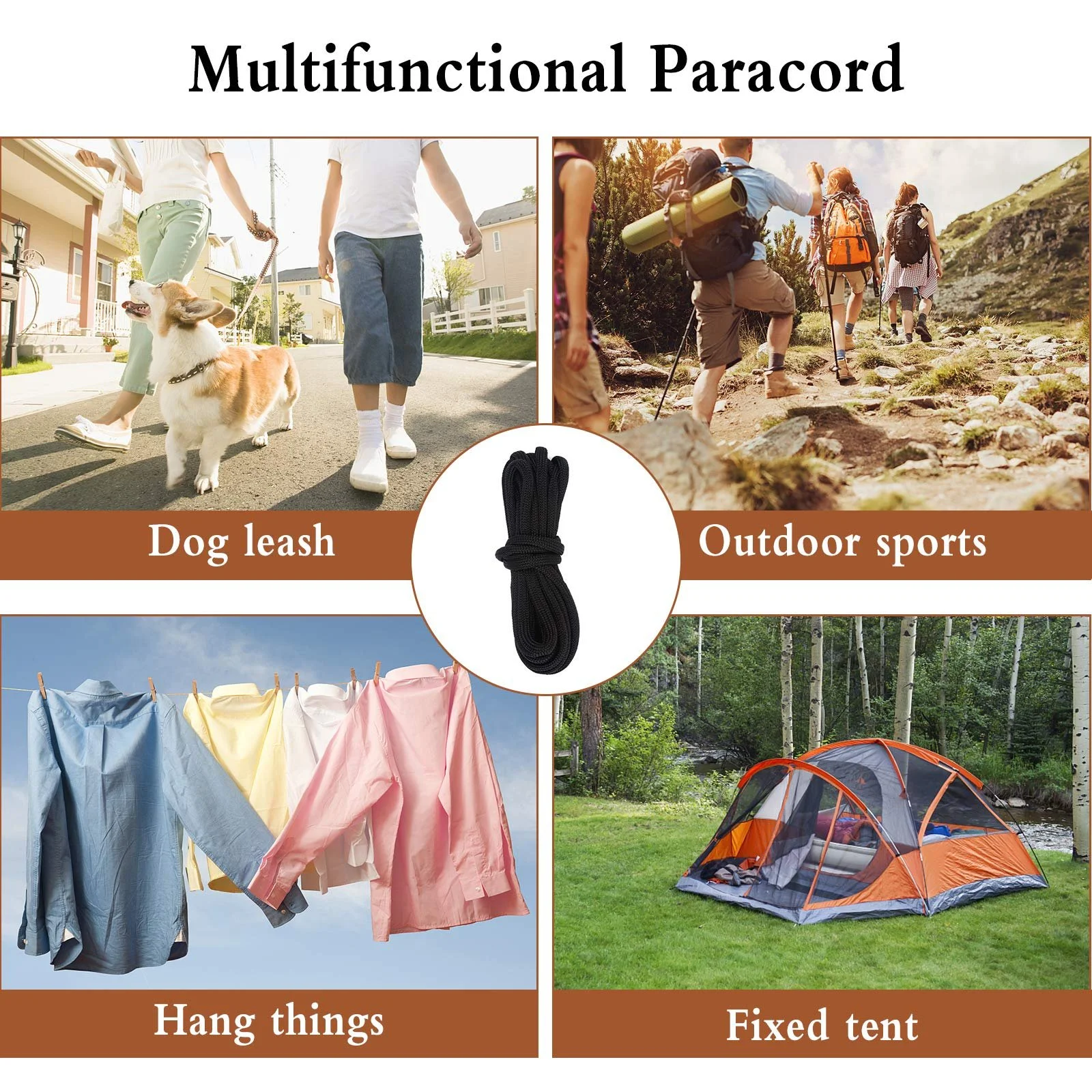 Набір для браслета з паракорду, комплект з 10 U-подібними скобами з нержавіючої сталі для виживання на відкритому повітрі, (чорний), фото №7