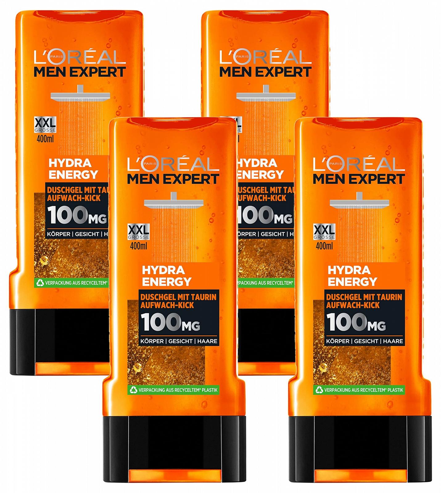 Гель для душу та шампунь L'Oréal Paris Men Expert Hydra Energy XXL 400 мл (4 шт), фото №1