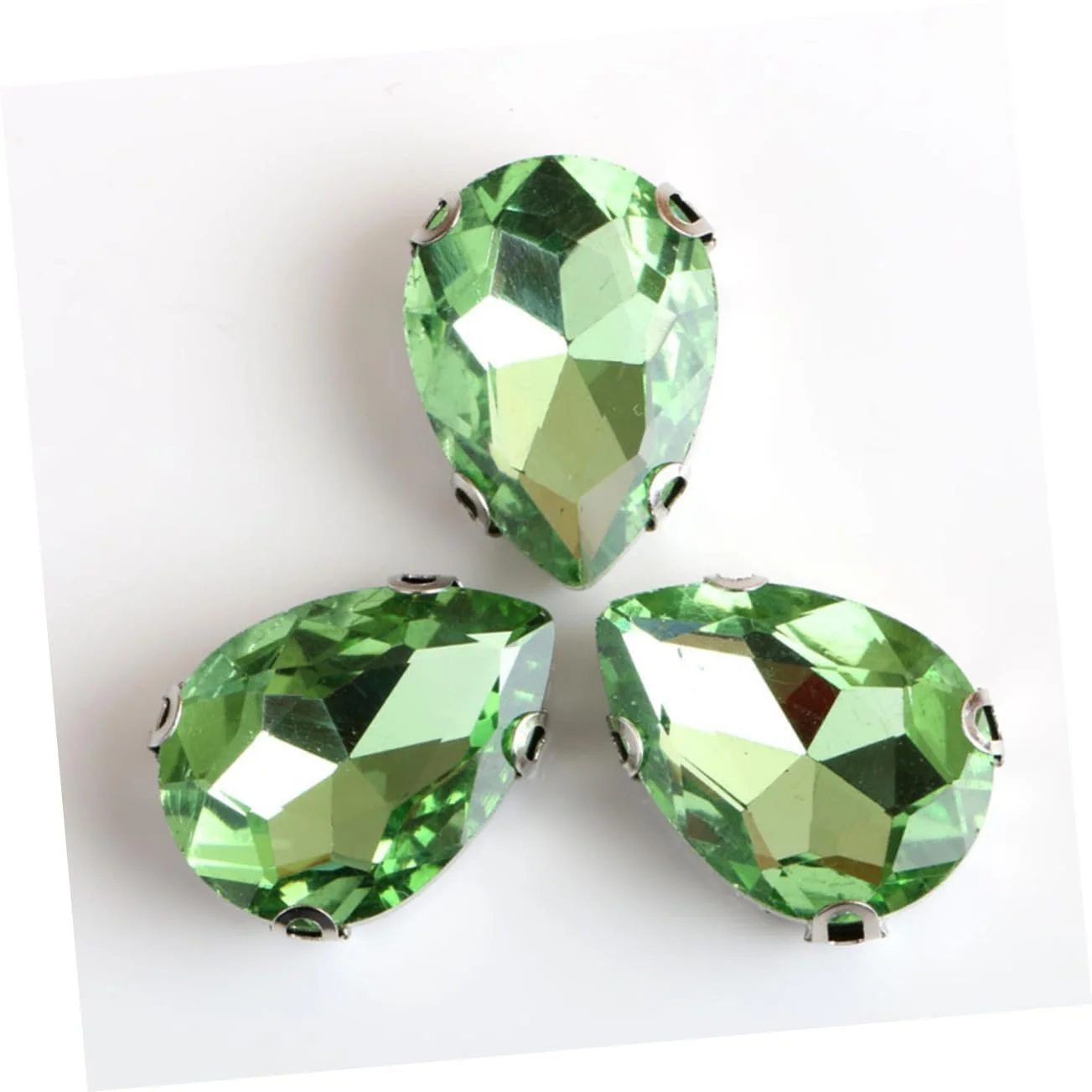 Стразы Капля Воды для Одежды 50 шт., Светло-зеленые, Стразы для шитья, Высококачественные стразы ручной работы для обуви, сумок и одежды, фото №4