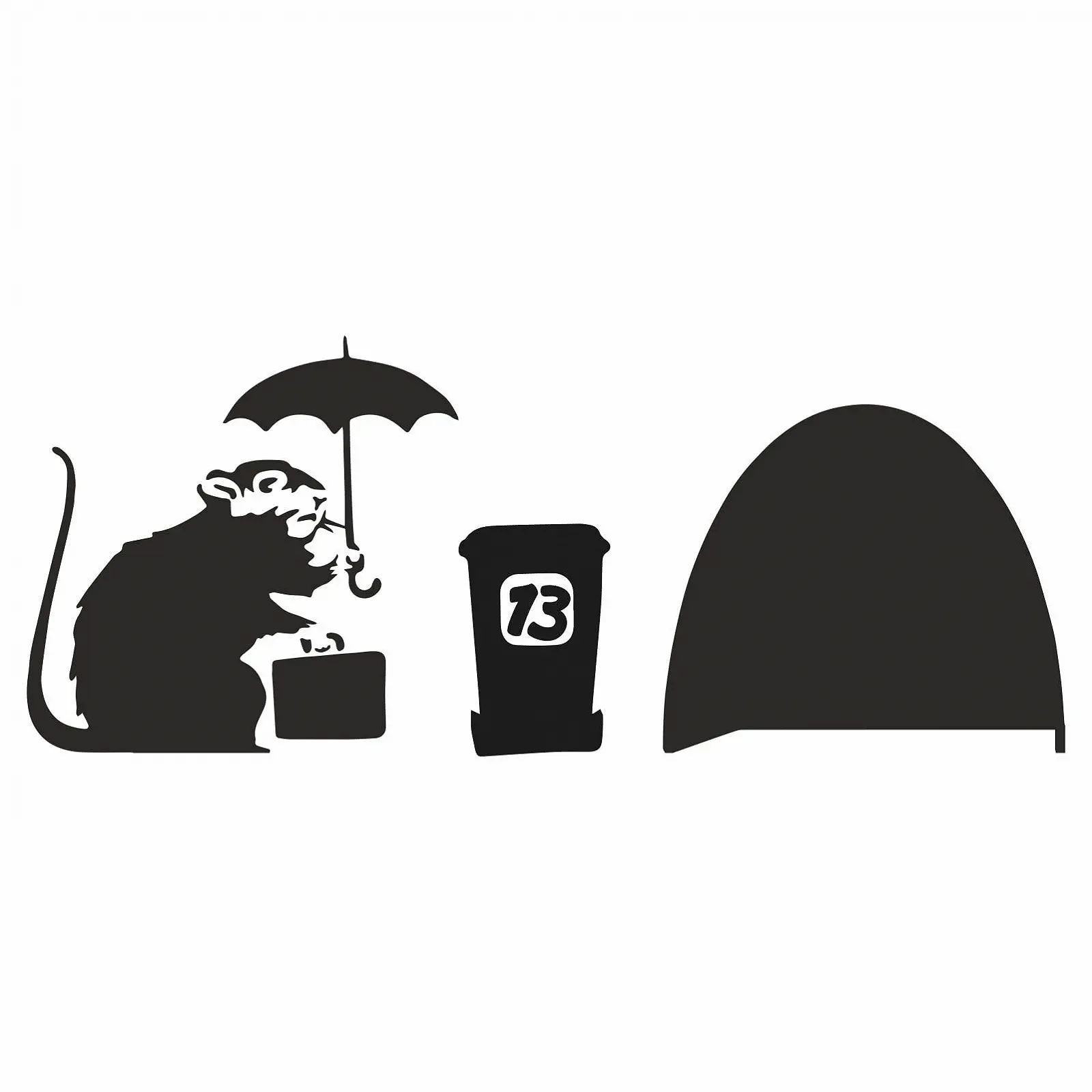 Наклейка на стіну Banksy Rat Mouse Hole Umbrella 19 x 7 см, фото №1