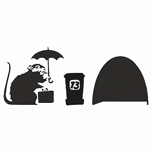 Наклейка на стіну Banksy Rat Mouse Hole Umbrella 19 x 7 см - Фото 1