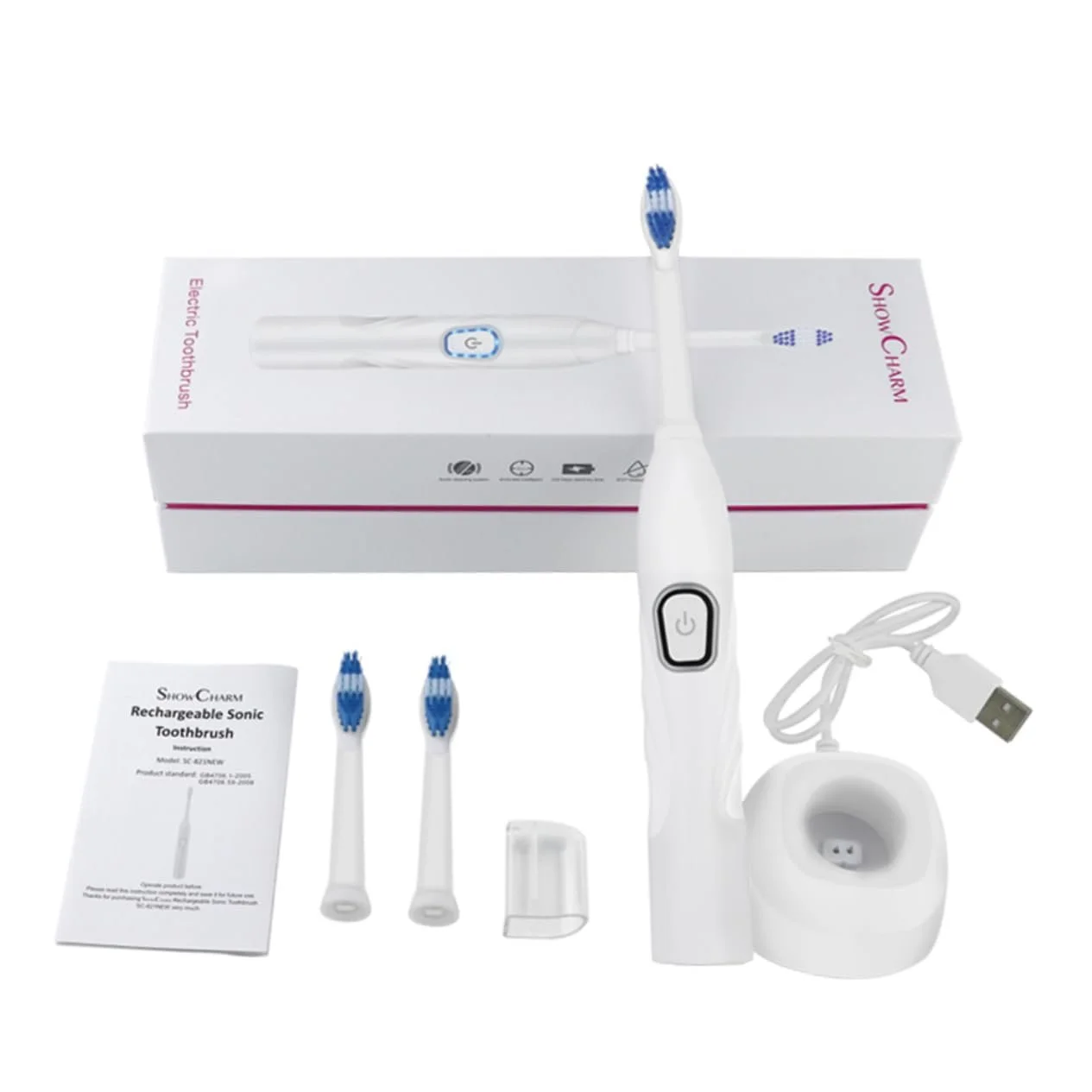 Электрическая вибрационная зубная щетка VALICLUD USB Белая, фото №3