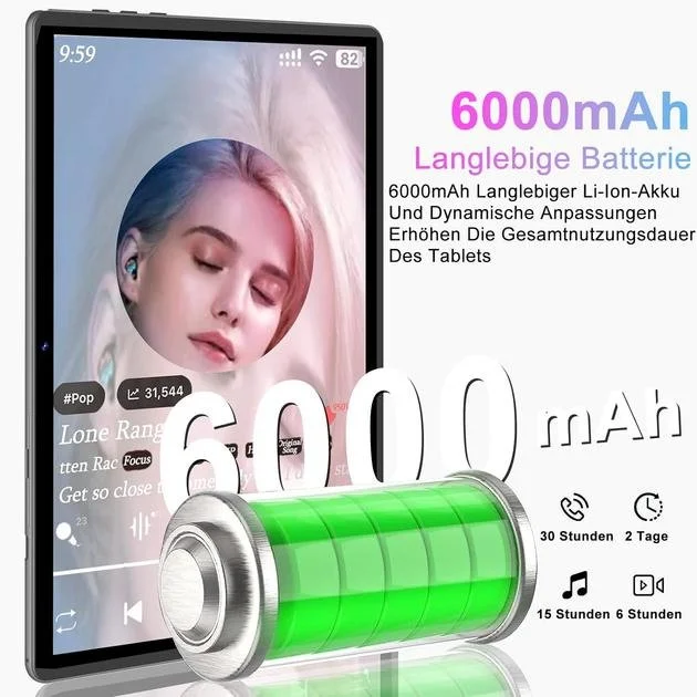 Планшет FACETEL Q6 10.1" (6+6)/128 ГБ  / 4 ядра Android 13 6000 mAh Black-red, фото №4