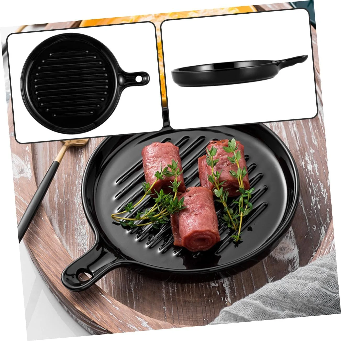 Форма для запекания керамическая с ручкой круглая антискользящая черная, фото №9 Форма для запекания керамическая с ручкой круглая антискользящая черная, фото №9