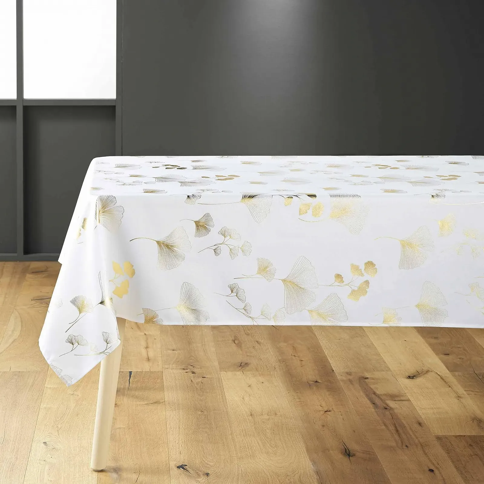 Скатертина Douceur d'Intérieur Bloomy Прямокутна 150 x 240 см Біло-золота, фото №1