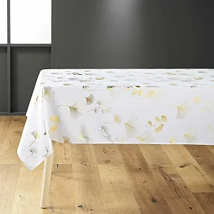 Скатертина Douceur d'Intérieur Bloomy Прямокутна 150 x 240 см Біло-золота - Фото 1