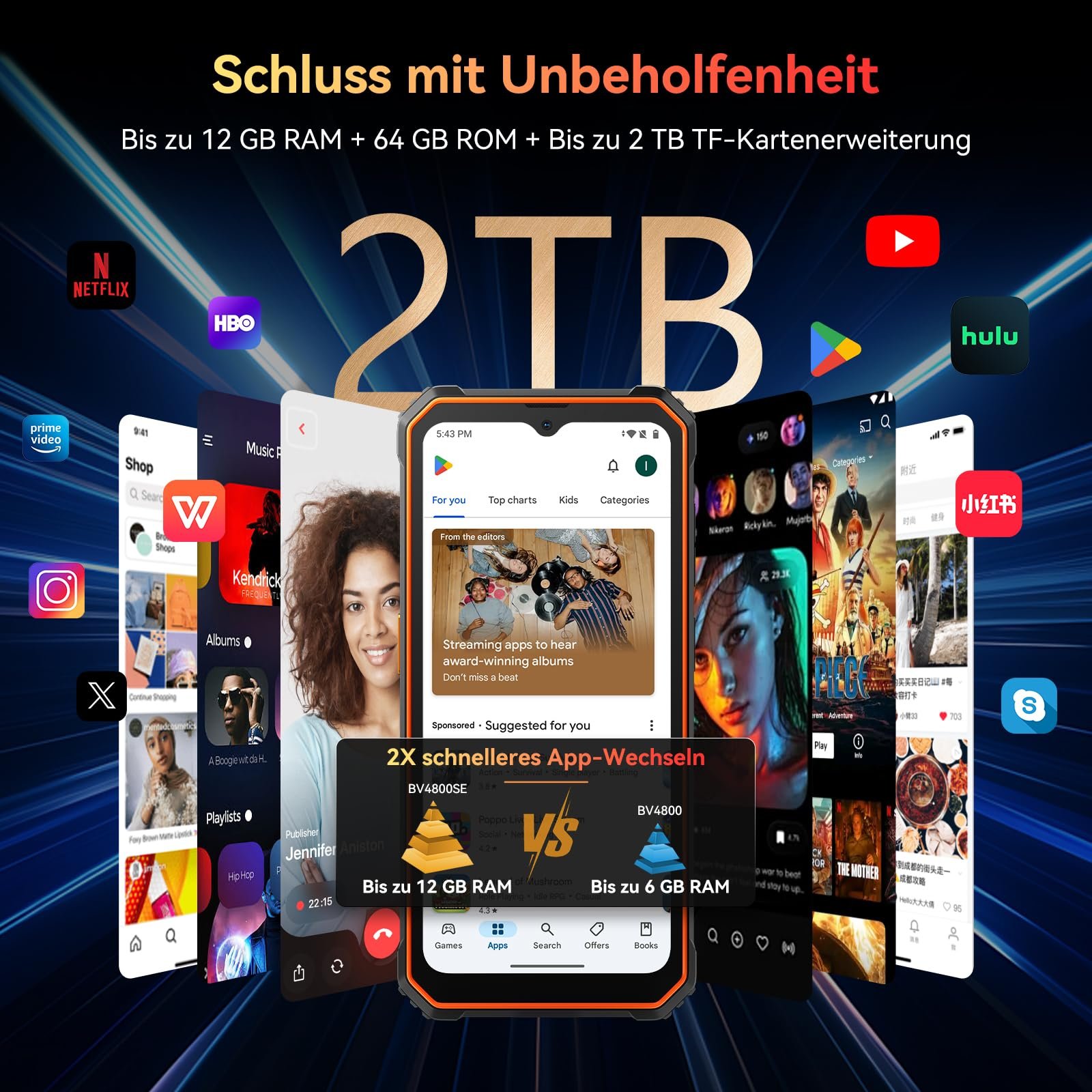 Захищений смартфон Blackview BV4800SE Android 15 12/64ГБ IP69K 6.56 дюйма 90 Гц NFC Black, фото №6