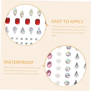 Наклейки на лицо и ногти Beavorty, 30 листов, самоклеящиеся, стразы для лица, тела и ногтей для фестивалей, вечеринок и косплея, простые в использовании, привлекательный дизайн synthetic.ua - Фото 1