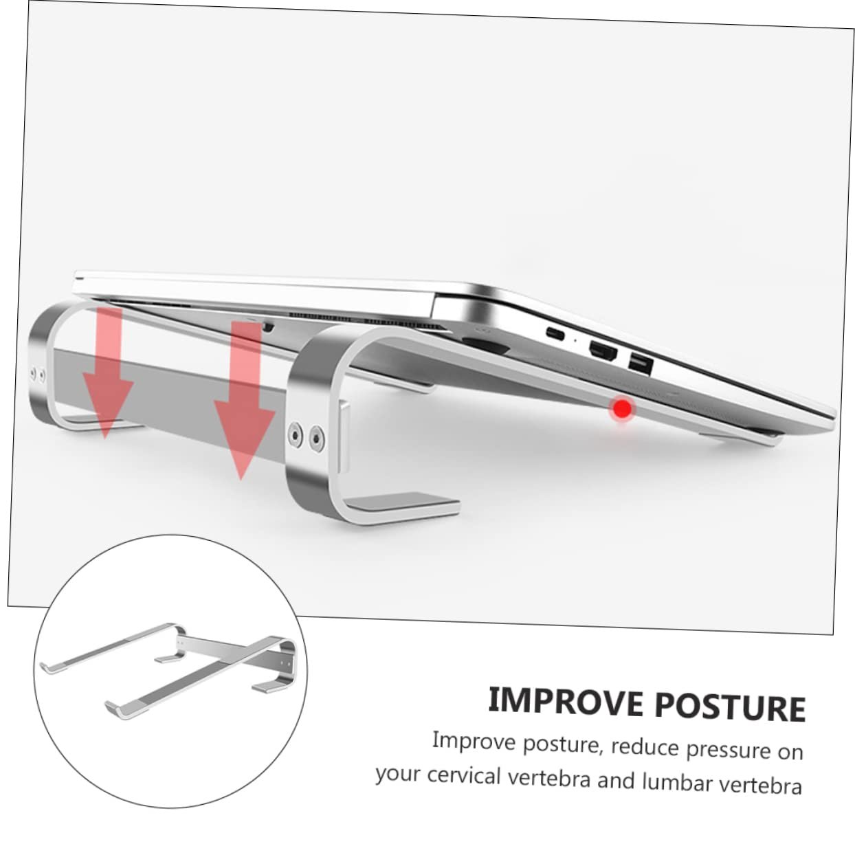 Подставка для ноутбука из алюминиевого сплава Нескользящая стабильная Многоточечная поддержка Улучшает осанку, фото №4 Подставка для ноутбука из алюминиевого сплава Нескользящая стабильная Многоточечная поддержка Улучшает осанку, фото №4