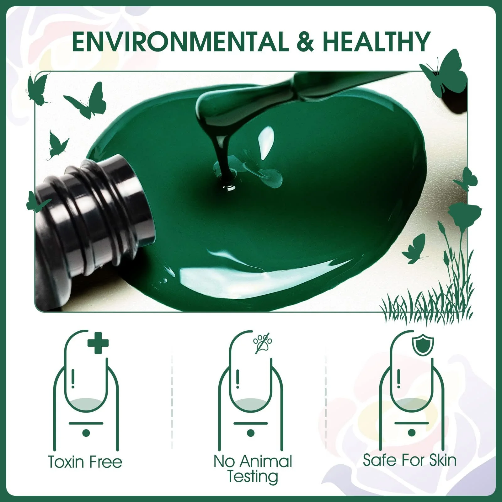 Гель-лак ROSALIND Набір зелених відтінків, 5 кольорів, фото №6