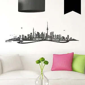 Наклейка на стіну Wandkings Berlin Skyline (з річкою) 120 x 36 см Чорна - Фото 1
