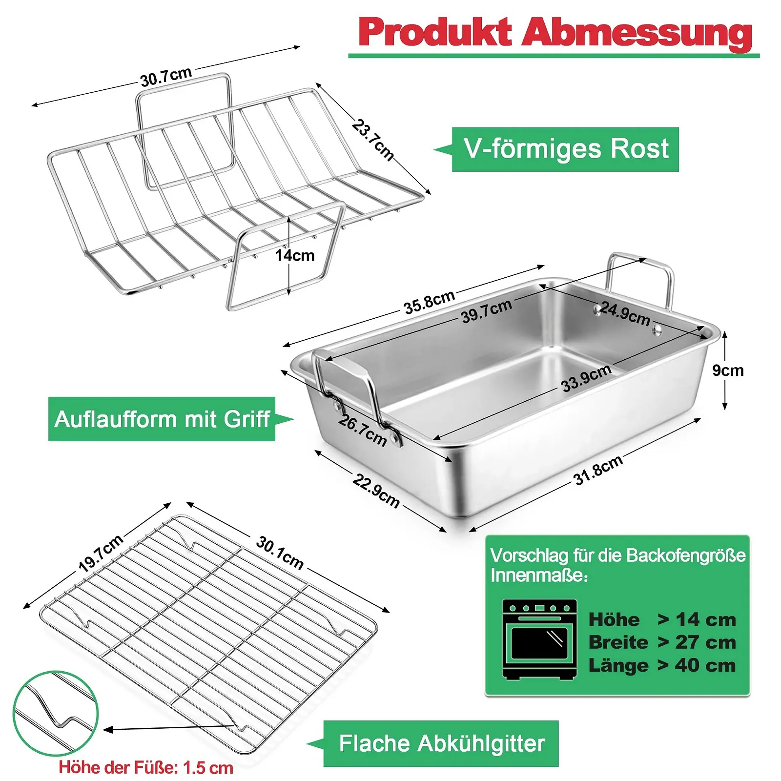 Форма для запікання HaWare з решіткою з нержавіючої сталі набір із 3 шт. 35.8 x 26.7 x 9 см, фото №2 Форма для запікання HaWare з решіткою з нержавіючої сталі набір із 3 шт. 35.8 x 26.7 x 9 см, фото №2