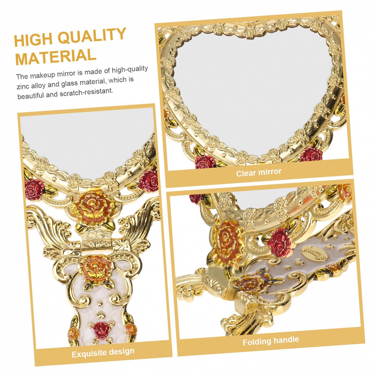 Зеркало Angoily 3 STK Schminkspiegel настольное ручное с комодом стиль европейского дворца декоративное сплав, фото №5