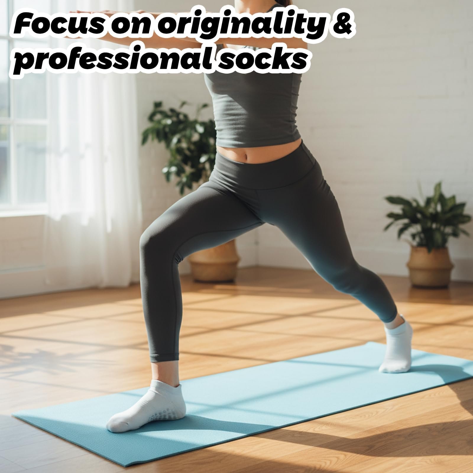 Носки для йоги Женские 39-42, 3 пары Нескользящие носки для йоги с grip, Удобные дышащие носки для йоги и пилатеса, Белый Серый Черный, фото №4
