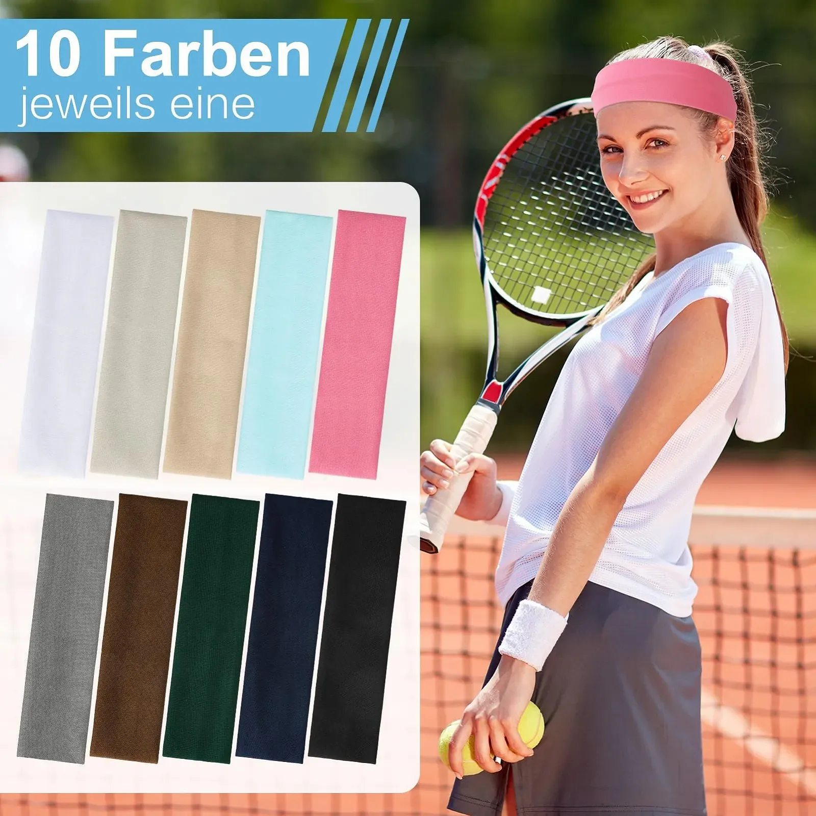 Спортивна Пов'язка на Голову Різні Кольори, Набір 10 штук, фото №4
