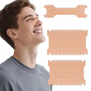 Назальные наклейки от храпа 60 шт. Телесного цвета, нетканые, для физического облегчения заложенности носа - Фото 1