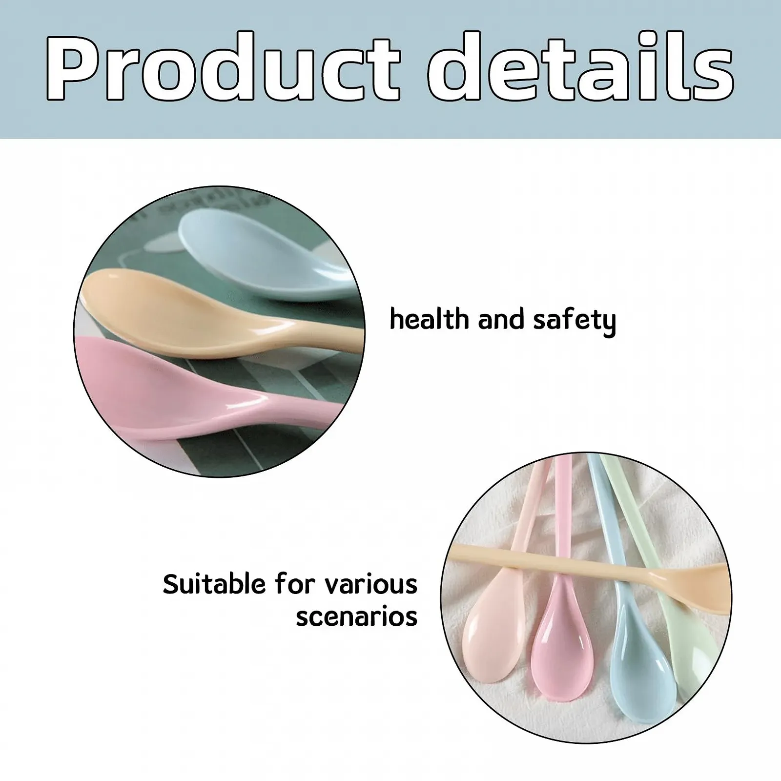 Набор пластиковых ложек 5 шт, цветные пластиковые ложки, длинные ложки, разноцветные, ложки для джема, ложки для супа, ложки для кофе, пластиковые ложки, многоразовые для кофе, яиц, мороженого, йогурта, десерта, фото №3