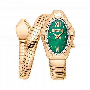 Женские аналоговые кварцевые часы Just Cavalli JC1L357M0035 Ремешок из нержавеющей стали, темно-зеленый, фэшн - Фото 1