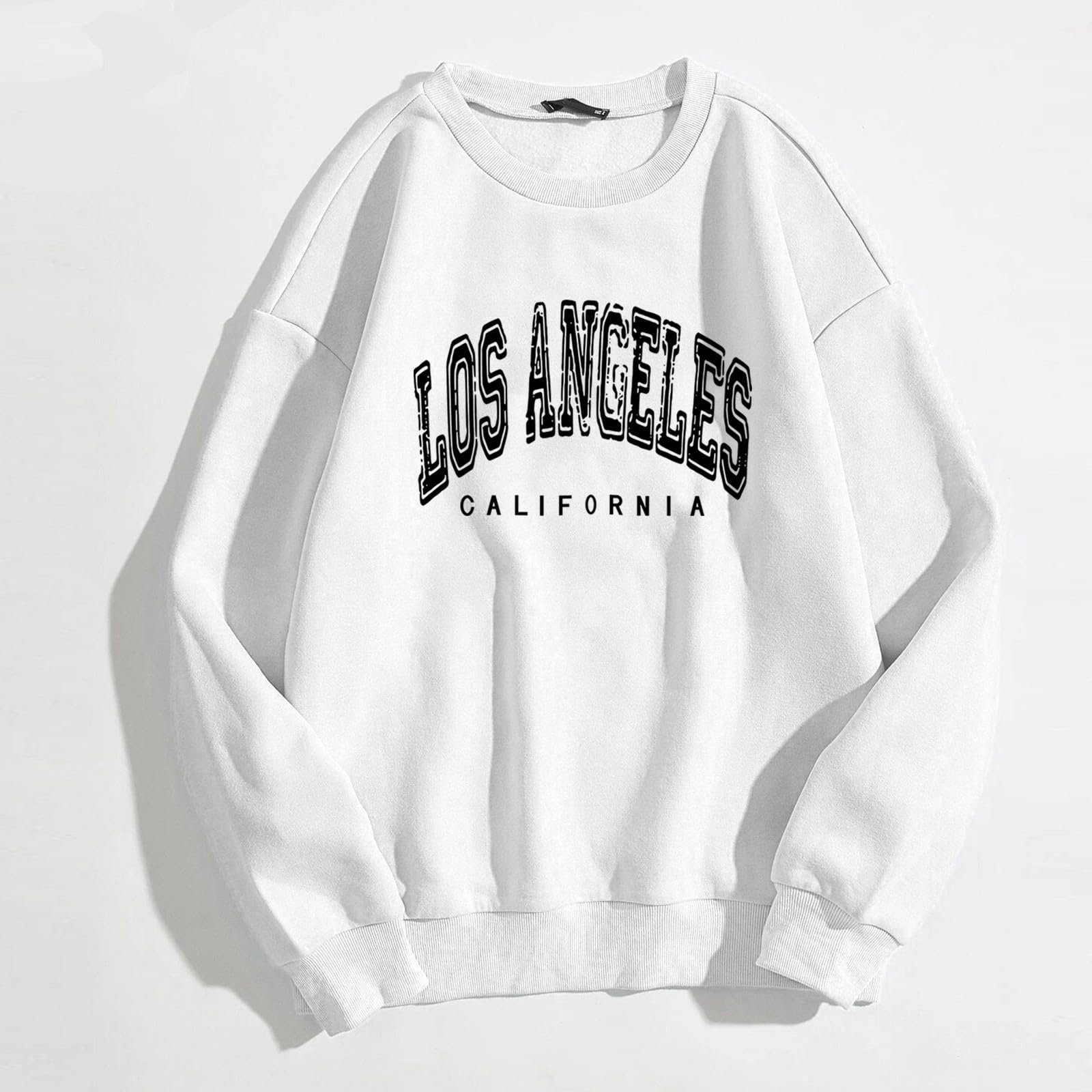 Женский Свитшот Los Angeles California Графический Спортивный 2025 Круглый вырез Свободный крой Однотонный Длинный рукав Печать букв Y2K Модный Винтажный, фото №2