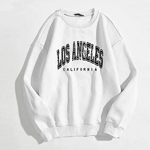 Женский Свитшот Los Angeles California Графический Спортивный 2025 Круглый вырез Свободный крой Однотонный Длинный рукав Печать букв Y2K Модный Винтажный synthetic.ua - Фото 1