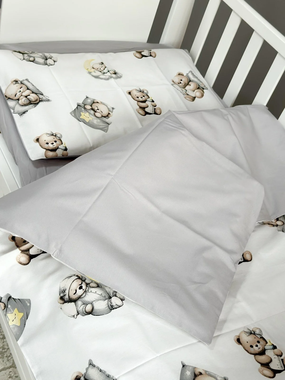 Постель в детскую кроватку 3 пр. Сон Мишки серый, фото №2