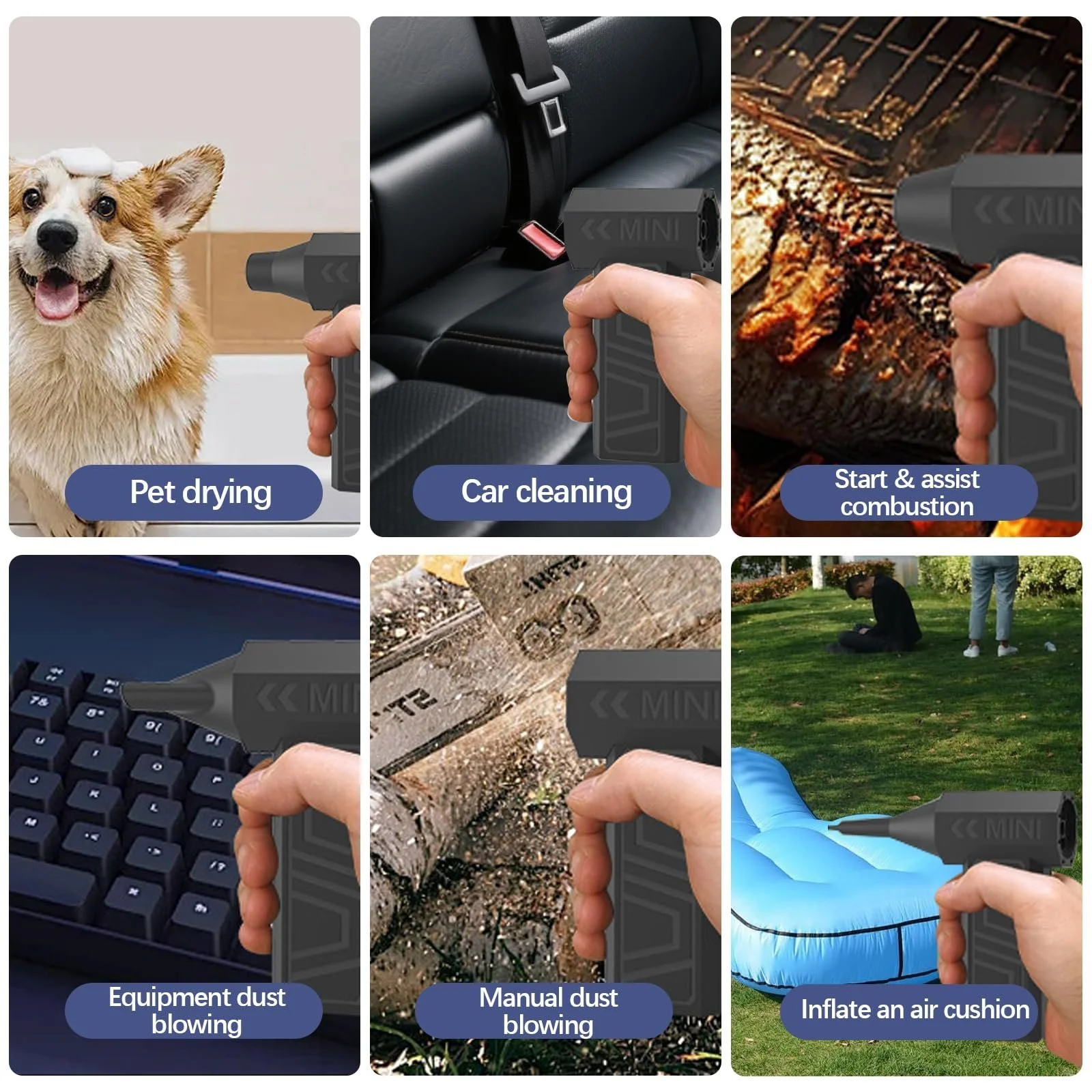 Электрическая воздуходувка 105,000 RPM Аккумуляторная 6000 mAh 4 скорости, фото №6 Электрическая воздуходувка 105,000 RPM Аккумуляторная 6000 mAh 4 скорости, фото №6