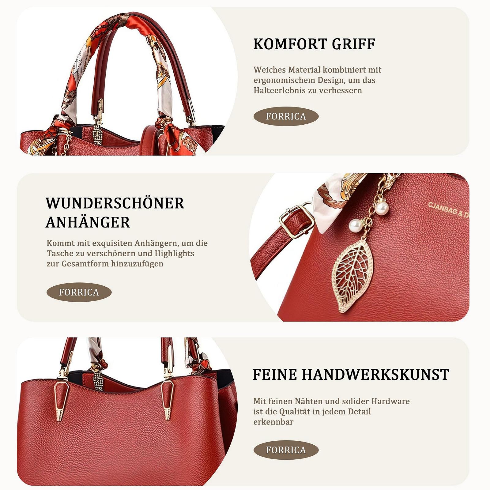 Сумка FORRICA, женская, с подвеской, элегантная, из искусственной кожи, красная, фото №4