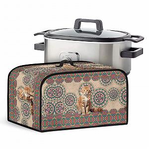 Чехол ZIATUBLES Slow Cooker для Crock Pot Air Fryer Boho Mandala American Cat Чехол-мешок Slow Cooker стойкий к пятнам с верхней ручкой и сетчатым карманом - Фото 1