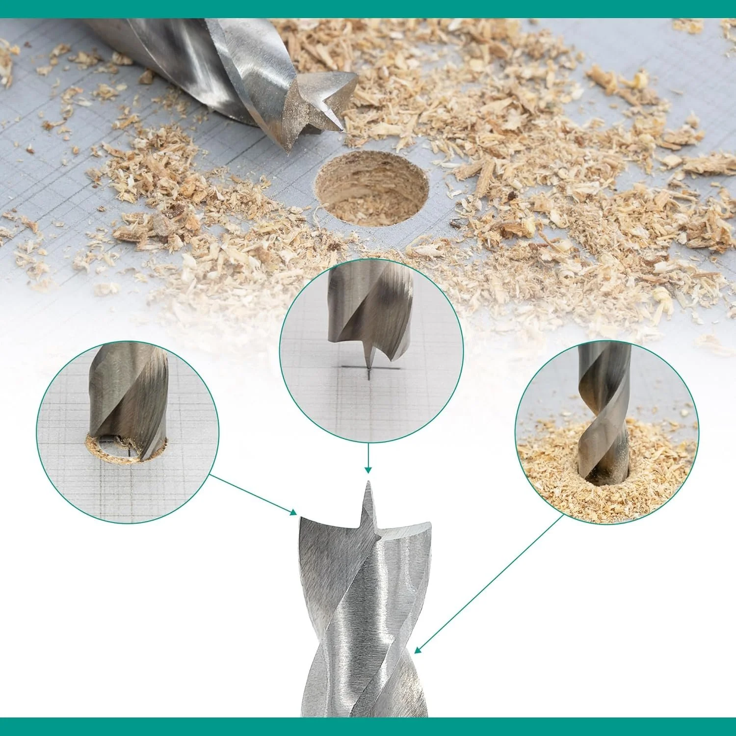 Набор сверл по дереву ENT 09246 Серебристый, фото №4 Набор сверл по дереву ENT 09246 Серебристый, фото №4