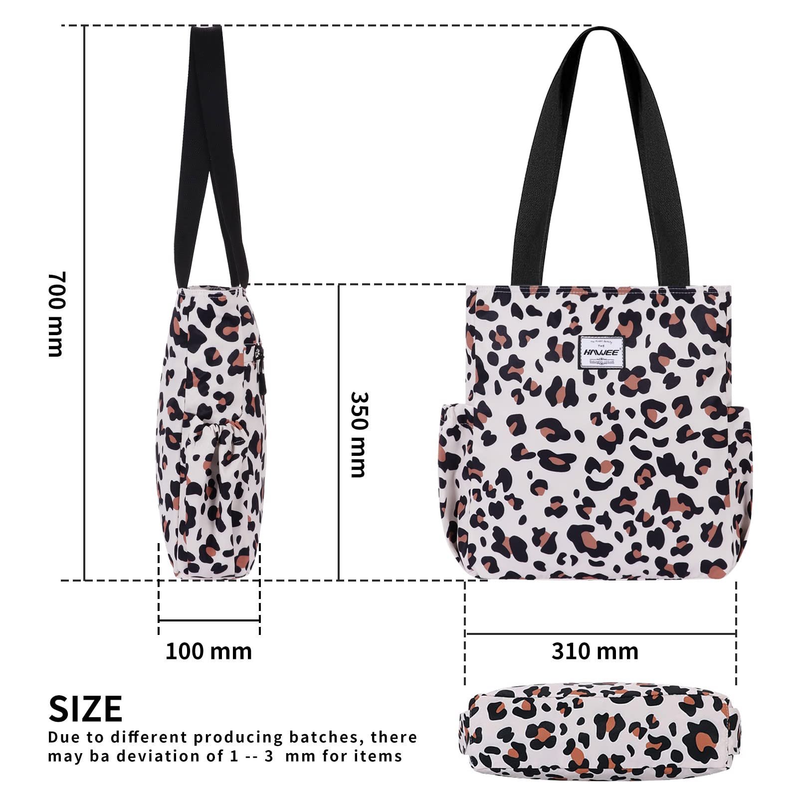 Сумка Hawee Fashion жіноча з блискавкою, велика господарська, водонепроникна, з леопардовим візерунком, фото №7
