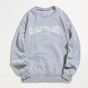 Винтажный свитшот California Graphic женский, осень, свободный крой, Los Angeles College, персонализированная надпись, однотонный California 1988, длинный рукав, круглый вырез synthetic.ua - Фото 1