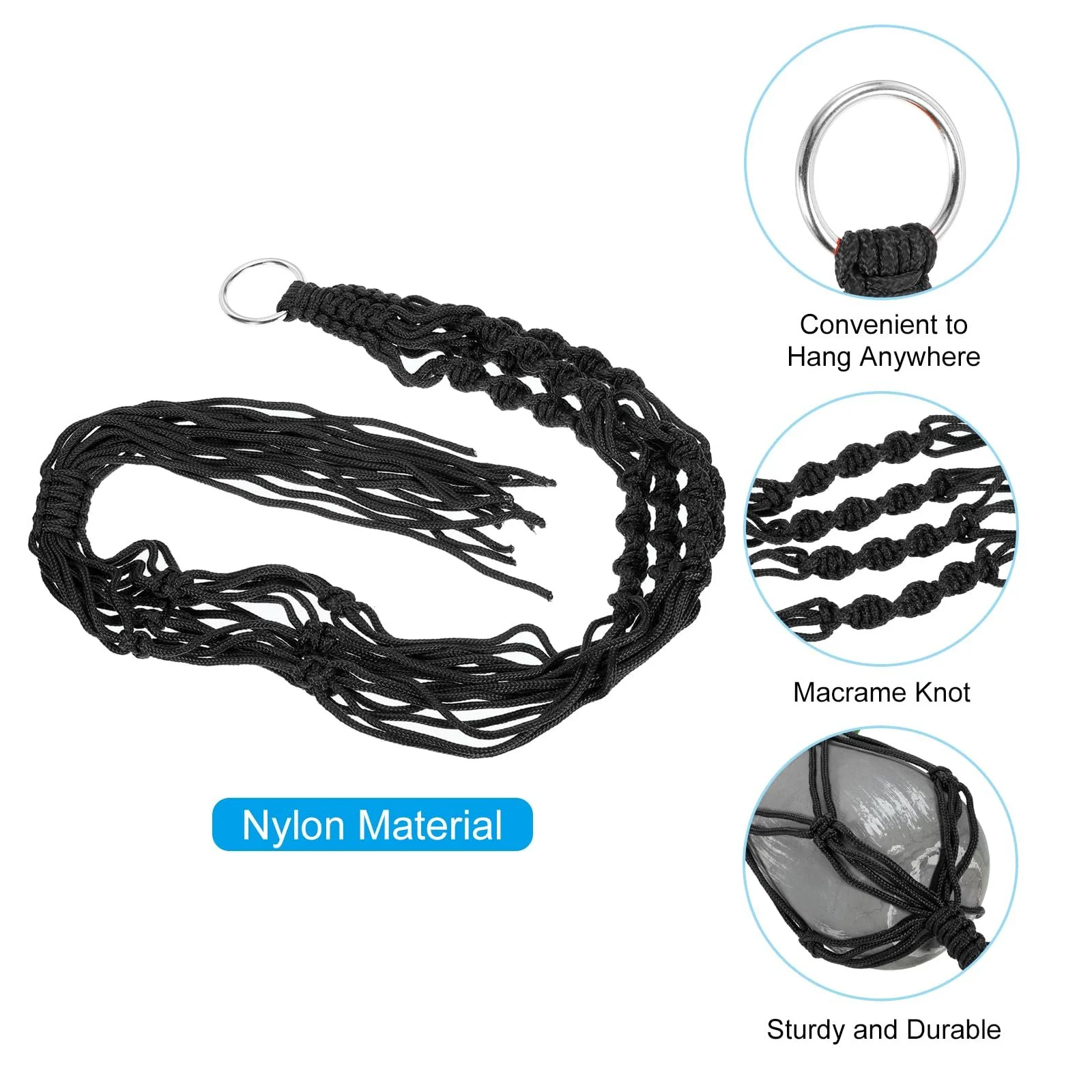 Підвісні полиці для рослин PATIKIL Набір з 2 шт. Макраме з дерев'яною основою Чорні, фото №4 Підвісні полиці для рослин PATIKIL Набір з 2 шт. Макраме з дерев'яною основою Чорні, фото №4