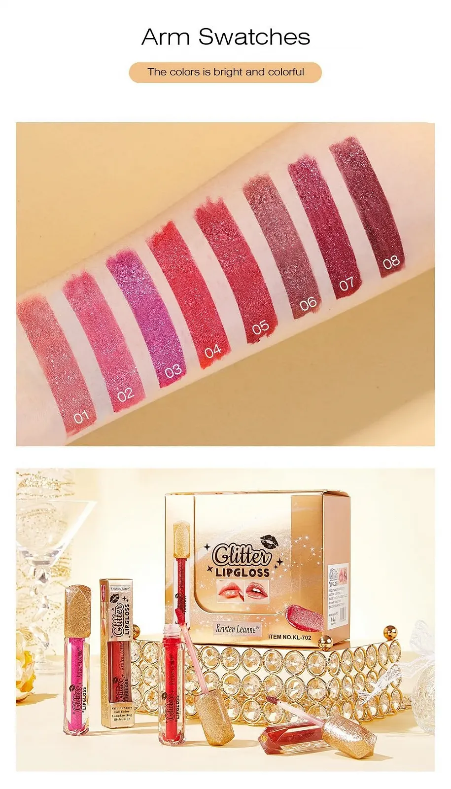 Блиск для губ Y-HaLi Shiny Pearlescent Glitter Non Stick Frosted, фото №1 Блиск для губ Y-HaLi Shiny Pearlescent Glitter Non Stick Frosted, фото №1