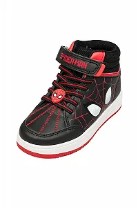 Кроссовки Marvel Spiderman для мальчиков - Черные и красные кроссовки High Top с застежкой-липучкой - Удобная детская спортивная обувь для повседневного использования - Фото 1