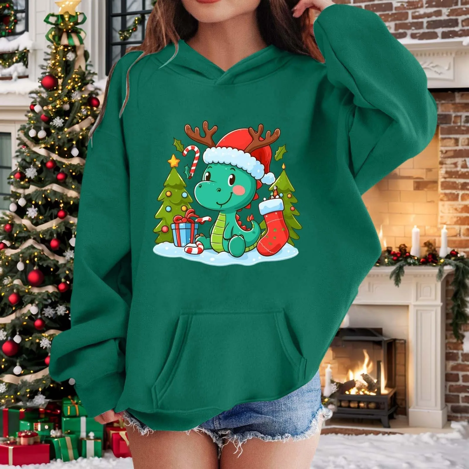 Детская Толстовка с капюшоном с рождественскими мотивами для мальчиков и девочек, фото №3