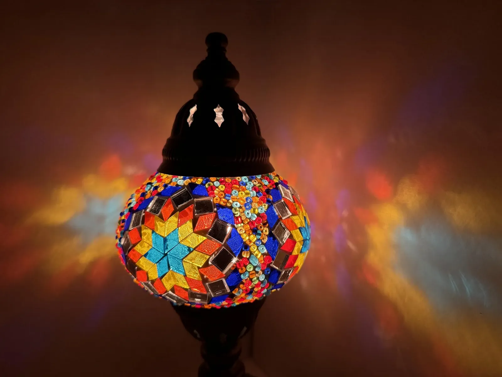 Мозаїчна настільна лампа Samarkand Lights M 27 см Різнокольоровий, фото №3