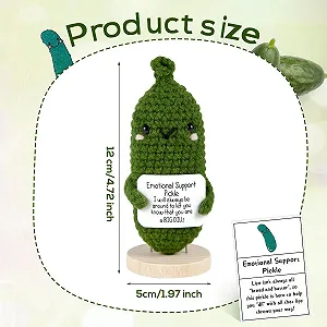 NQEUEPN Позитивный Огурец 12 см Вязаный с позитивной карточкой на деревянной основе synthetic.ua - Фото 1